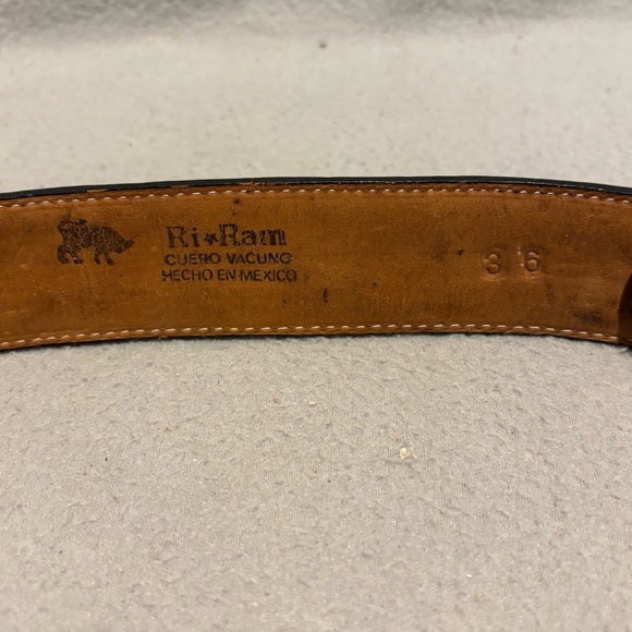 Ri-Ram Men’s Black Leather Belt Made in Mexico size 36 - Picture 3 of 10